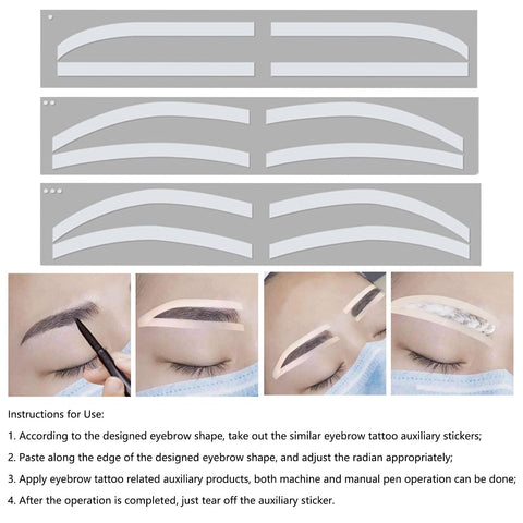6 Pairs Eyebrow Tattoo Auxiliary Sticker Disposable Adhesive Eyebrow Template Sticker Eyebrow Tattoo Template Sticker
