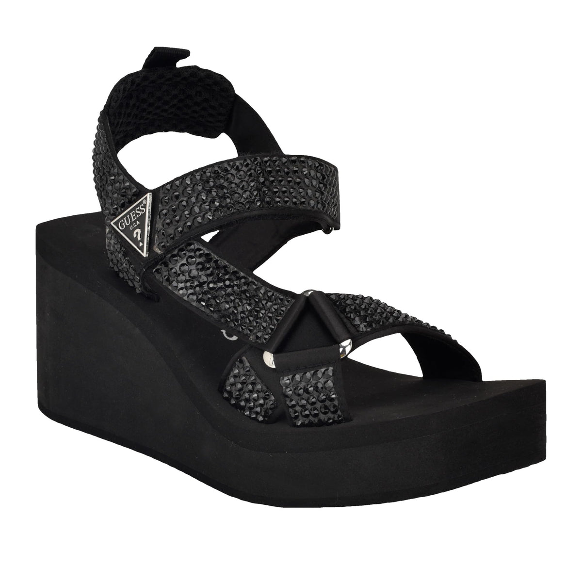 Guess Women's DAWSIN Sandal, Black 001, 10
