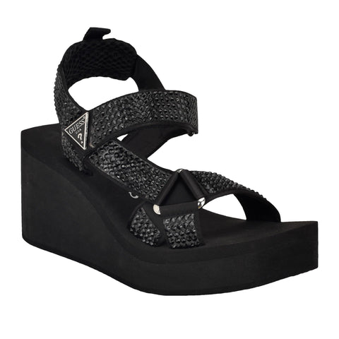 Guess Women's DAWSIN Sandal, Black 001, 10