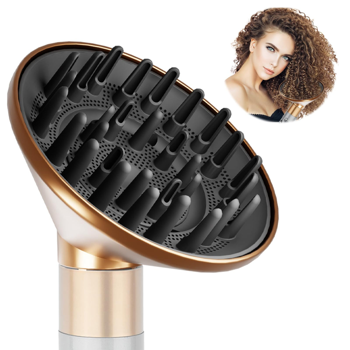 PUREGUST Large Diffuser Attachment 6 Inches Compatible with Dyson Airwrap HS01/HS05, Bigger Diffuser Nozzle for Curls, Gold