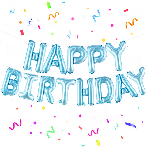KatchOn, Light Blue Happy Birthday Balloons - 16 Inch | Light Blue Happy Birthday Banner for Light Blue Birthday Decorations for Boys | Happy Birthday Balloons Letters | Happy Birthday Foil Balloons