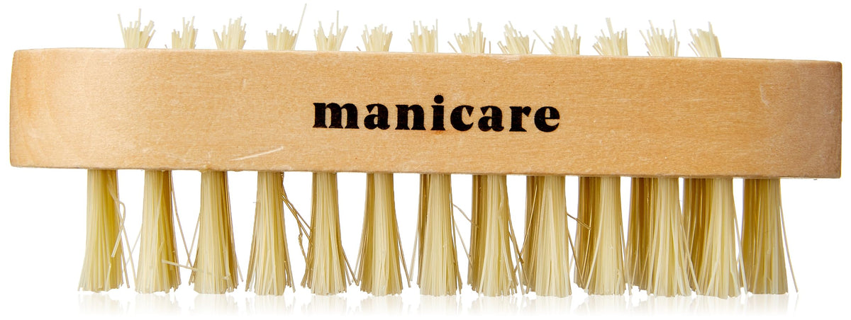 Manicare Wooden Nail Brush, Double Sided Hand And Nail Cleaning And Scrubbing Brush, Removes Dirt Grime And Grease, Firm Bristles, For Use On Fingernails And Toenails, At Home Manicure And Pedicure