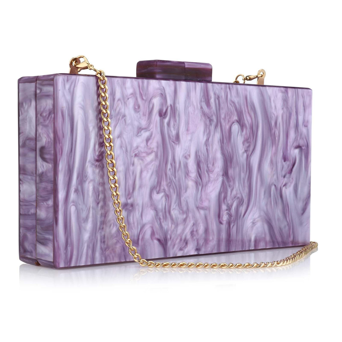 YYW Acrylic Clutch Purses for Women with Marbling Purses and Handbags Evening Crossbody Bag (Taro Purple)