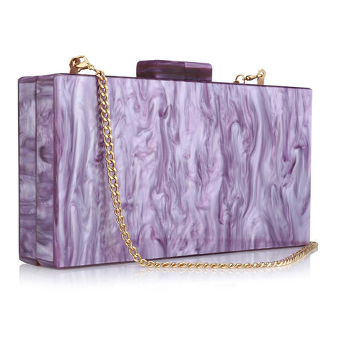 YYW Acrylic Clutch Purses for Women with Marbling Purses and Handbags Evening Crossbody Bag (Taro Purple)
