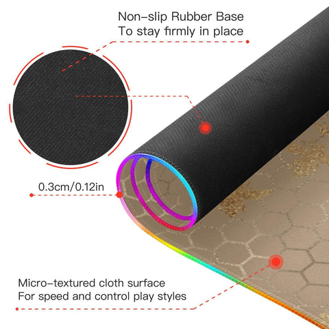 Bee Gold Wireless Charging Mouse Pad for Mobile Phone Extra Large Gaming Mousepad with 13 Lighting Modes Keyboard Mat for MacBook PC Laptop Desk Office Home Gaming