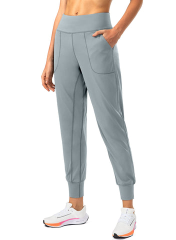 Soothfeel Women's Joggers with Zipper Pockets High Waisted Athletic Workout Yoga Pants Joggers for Women Regular (Bright Grey, XX-Large)