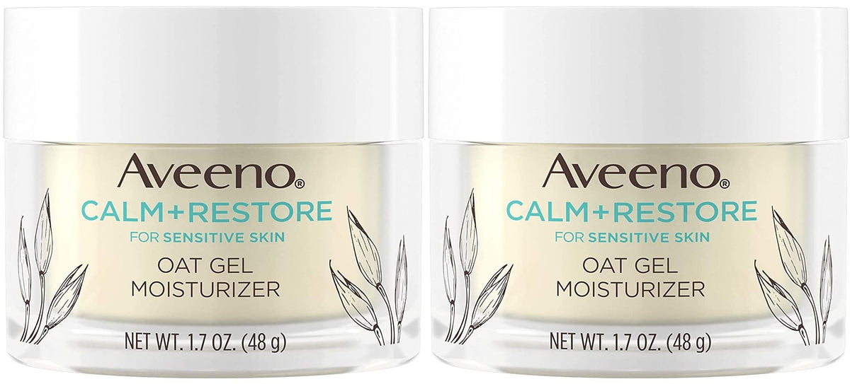 Aveeno Calm + Restore Triple Oat Hydrating Face Serum for Sensitive Skin, Gentle and Lightweight Facial Serum to Smooth and Fortify Skin, Hypoallergenic, Fragrance & Paraben-Free, 1 fl. Oz (Pack of 2)