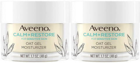 Aveeno Calm + Restore Triple Oat Hydrating Face Serum for Sensitive Skin, Gentle and Lightweight Facial Serum to Smooth and Fortify Skin, Hypoallergenic, Fragrance & Paraben-Free, 1 fl. Oz (Pack of 2)
