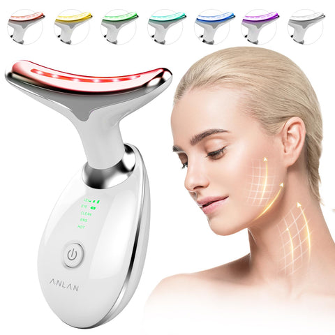 ANLAN Red Light Therapy Face Massager, Skin Face Lift Device with 7 Colors, 3 Modes Led Facial Sculptor for SkinTightening & Neck Lifting, 45Â°C EMS Massage Face Toning Firming Machine for Women