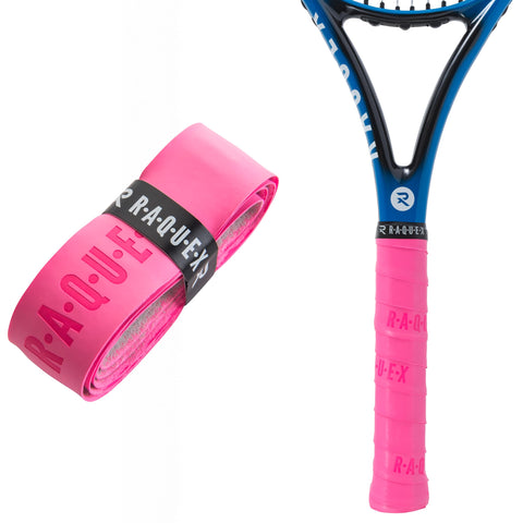 Raquex Enhance Replacement Racket Grip: Tennis Grip, Badminton, Squash Grip Tape, Padel, Pickleball. 14 Colours. Premium, Self-Adhesive Tennis Racquet Grip with Finishing Tape (Pink, 1 Grip)