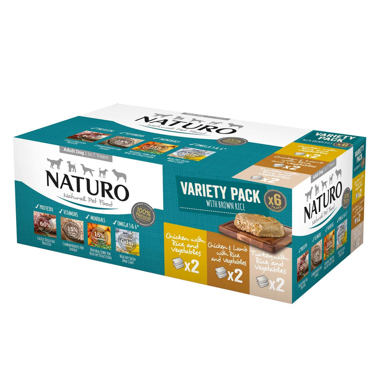 Naturo Adult Dog Food, Variety Pack, 6 x 400g