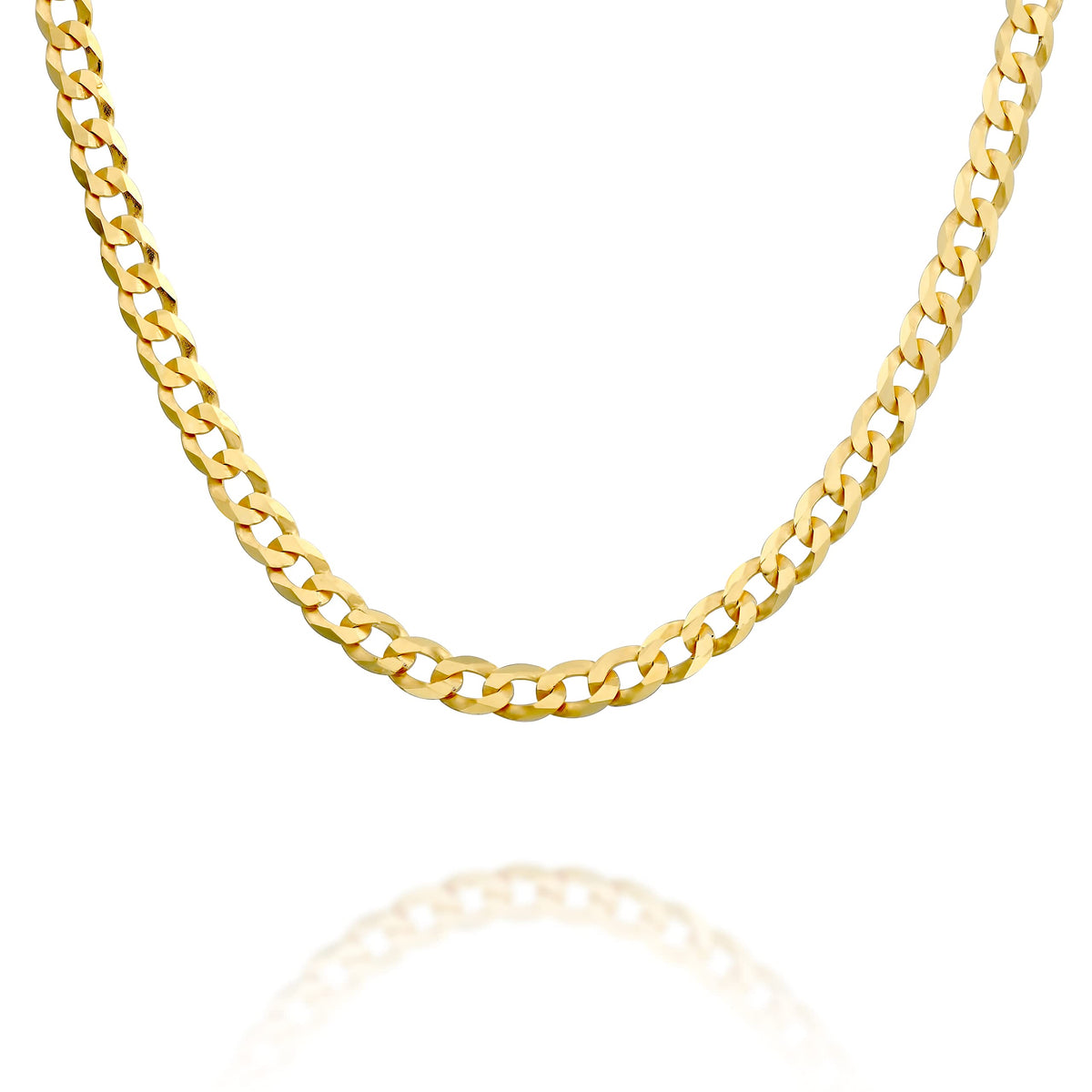 PAVOI Italian Solid 925 Sterling Silver, 22K Gold Plated, 5mm Italian Diamond-Cut Curb Link Chain Necklace for Men and Women, MADE IN ITALY (22, Yellow Gold)