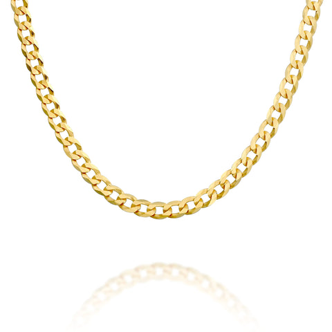 PAVOI Italian Solid 925 Sterling Silver, 22K Gold Plated, 5mm Italian Diamond-Cut Curb Link Chain Necklace for Men and Women, MADE IN ITALY (22, Yellow Gold)