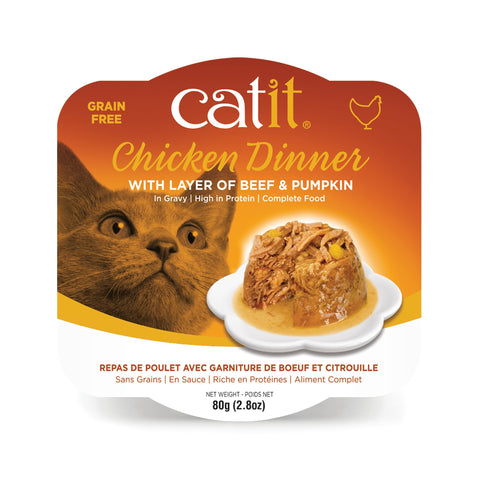 Catit Chicken Dinner with Beef & Pumpkin - Hydrating and Healthy Wet Cat Food for Cats of All Ages