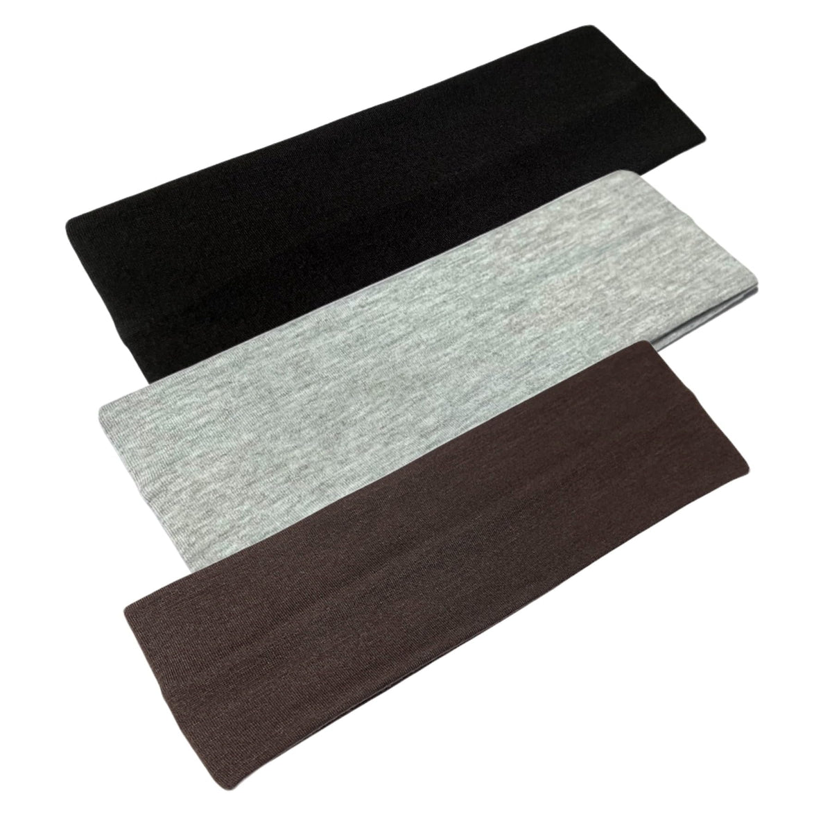 WESTEND CHOICE 3 Pack Headbands 7cm Head Band Breathable Hair Band Stretchy Unisex Cotton Headband for Women & Men Gym Exercise Yoga Head bands Multipack (Black/Grey/Dark brown-Set 6)