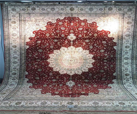 Yamei Legend 2.76 m x 3.66 m Pure Silk rugsHandmade for Living Room Reception Hall Conference Room Silk carpet