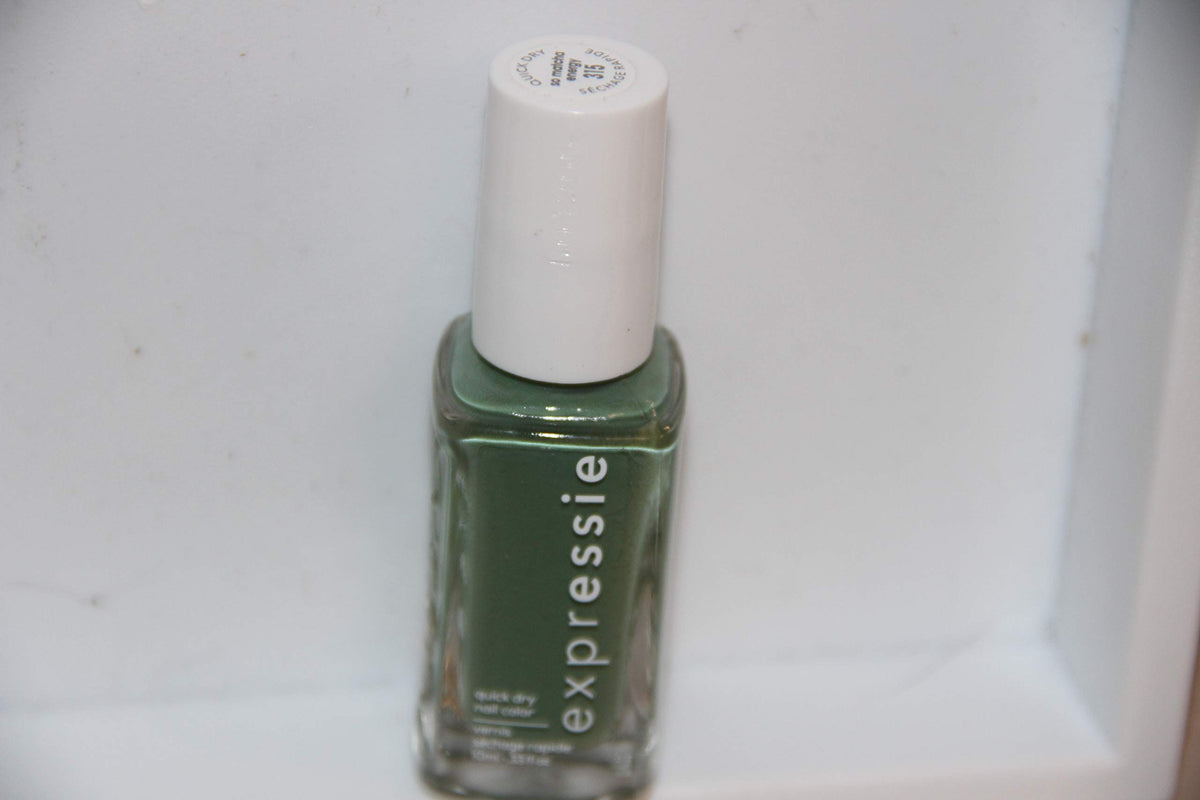 essie expressie quick-dry nail polish, limited edition speed of life collection, blue-green nail color with a cream finish, so match a energy, 0.33 fl oz
