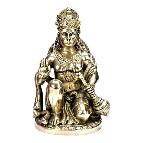 Radhika Poojan Bhandar Ashtadhatu-Brass Shri Hanuman ji Idol (3 Inch Height, Golden)