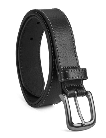 Timberland boys Leather Belt for Kids, Black (Buffalo), Large