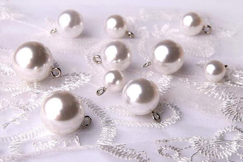 Pearl Buttons 20pcs Big Full Round Pearl Bridal Buttons(Pearl White) (18mm)