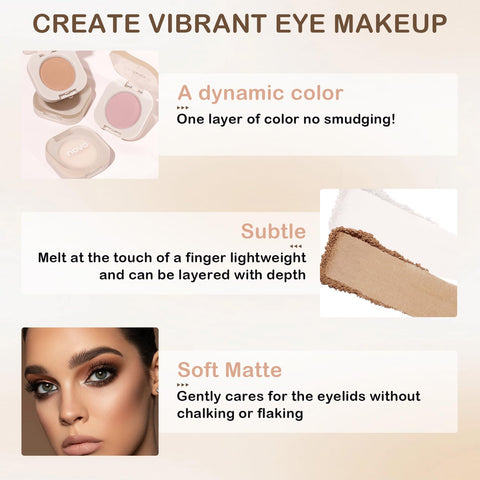 ZHISHUDL Matte Single Eyeshadow Palette Nude Beige Brown Eye Shadow Natural Neutra Eyeshadow Powder High Pigment Blendable Daily Korean Eye Makeup Professional Eyeshadow Palette Makeup - 06Milk Te