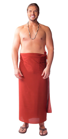 1 World Sarongs Mens Burgundy Solid Fringeless (TM) Sarong Plus Size