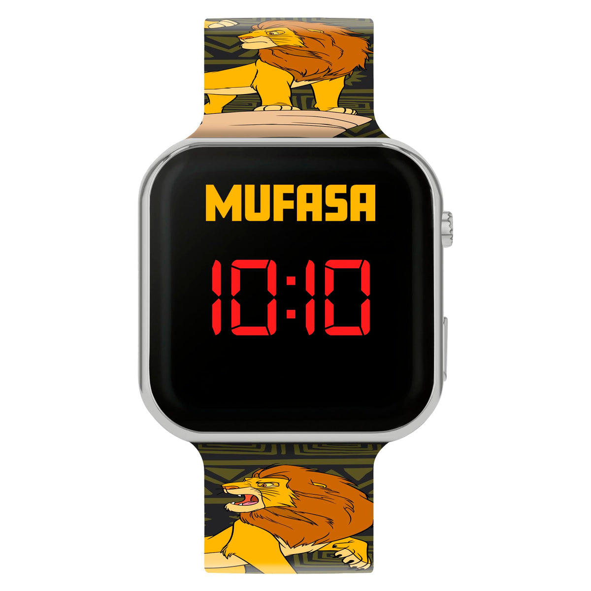 Disney Kids Boys Lion King Mufasa Black Silicone Strap LED Digital Watch LKG4010