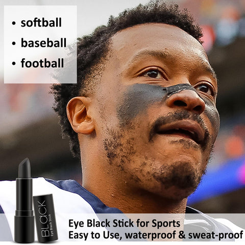Boobeen Black Face Body Paint Stick, Eye Black Stick Easy to Color Black Face Lip Painting, Cream Eyeblack Stick for Sports Football Baseball Softball and Halloween Cosplay Party Makeup, Waterproof