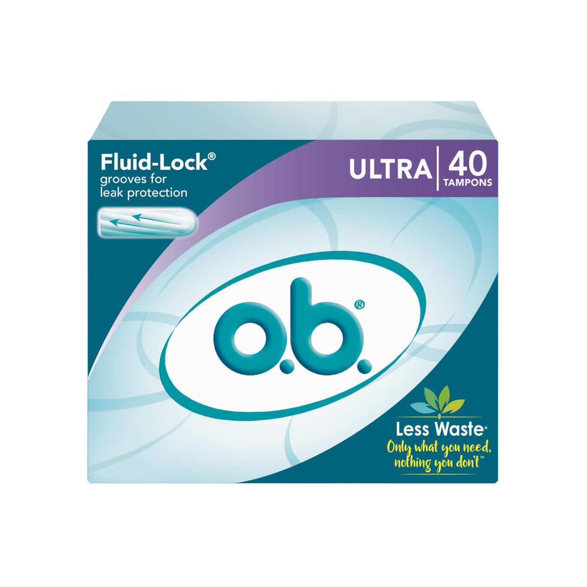 o.b. Tampons | Non-Applicator Tampon, Unscented | Ultra Tampons, 40ct