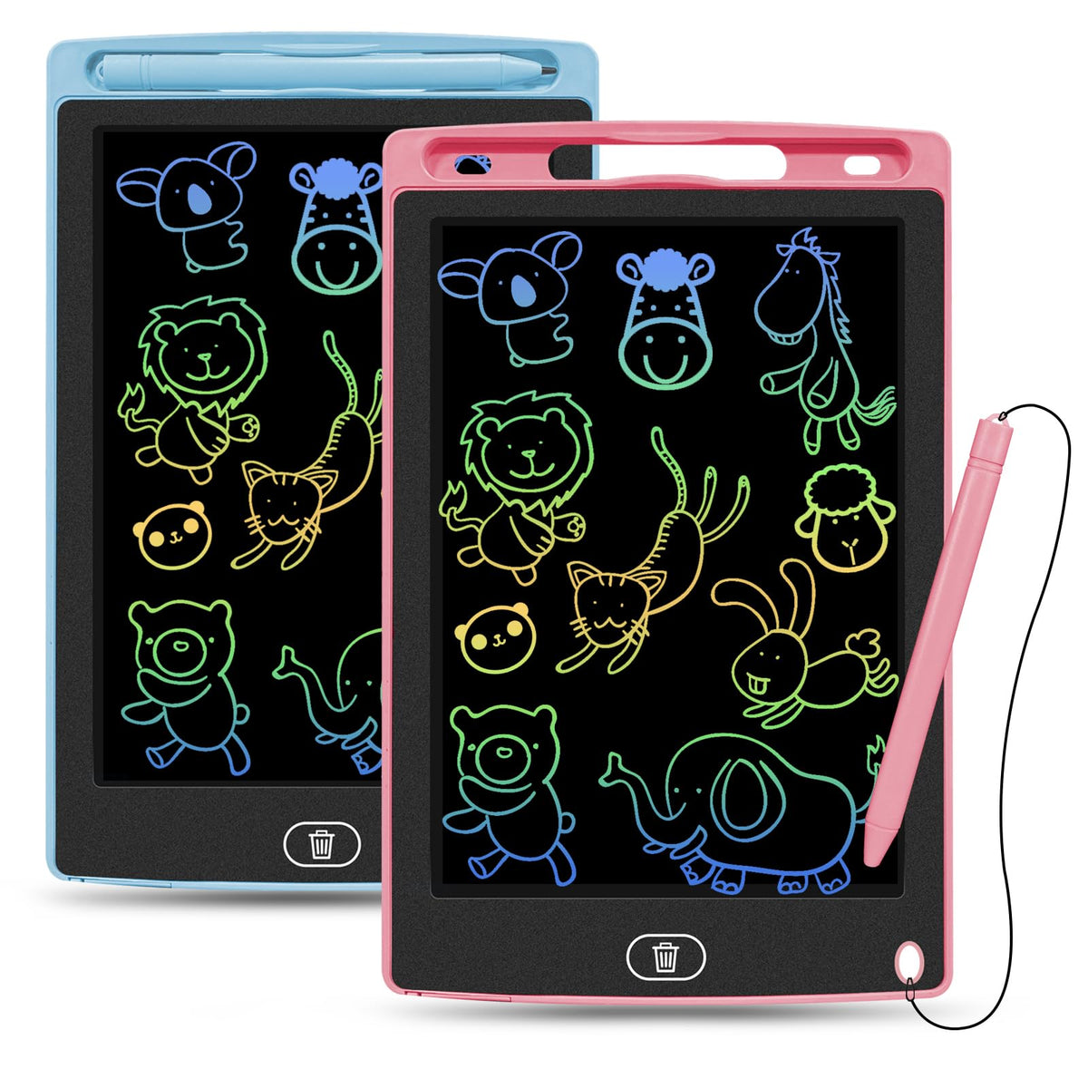 Jsdoin 2 Pack LCD Writing Tablet for kids, 8.5 Inch Colorful Doodle Screen Writing Tablet, Erasable Reusable Writing Drawing Pad, Educational Toys Gift for 3-6 Years Old Boys & Girls?Blue+Pink)