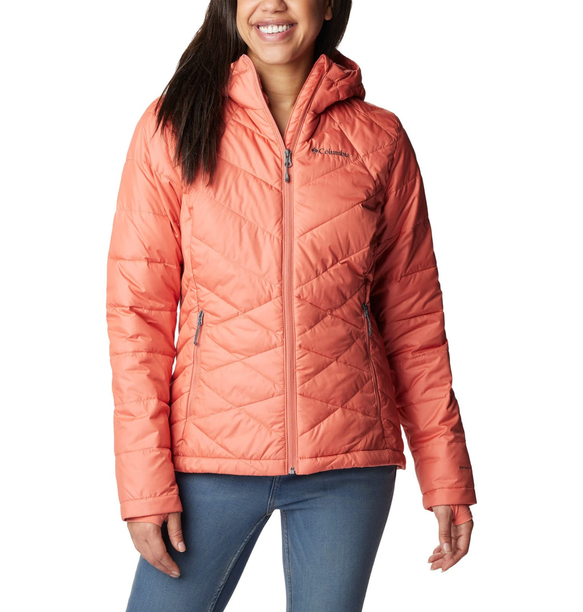 Columbia Women's Heavenly Hooded Puffer Jacket, Faded Peach, XL