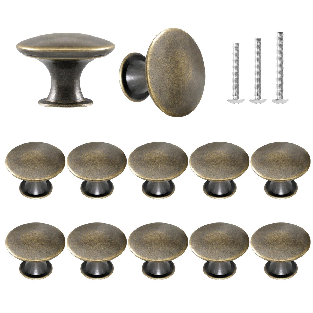 ShipeeKin 12x Oil Rubbed Cabinet Knobs Bronze Dresser Drawer Knob Vintage Kitchen Door Knob Antique Pull Handle 30mm for Closet Chest Bathroom Furniture Hardware