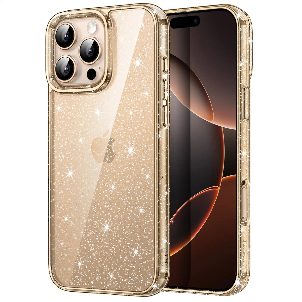 JETech Glitter Case for iPhone 16 Pro Max 6.9-Inch, Bling Sparkle Shockproof Phone Bumper Cover, Cute Sparkly for Women and Girls (Desert Titanium)