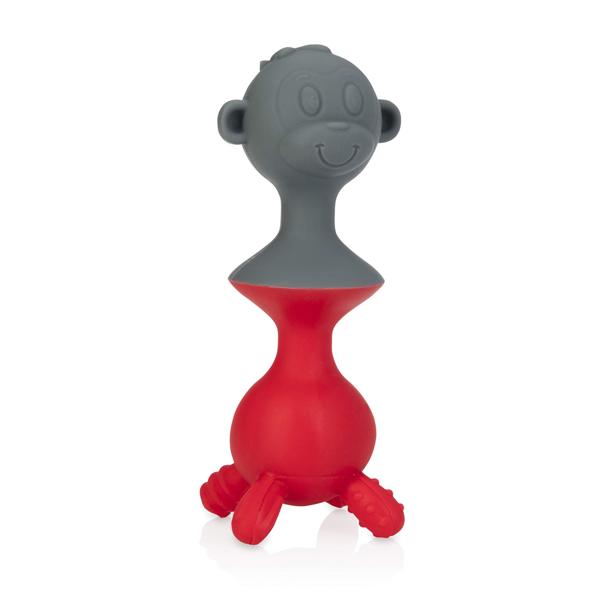Nuby Silly Monkey Interactive Suction Toys with Built-in Rattle, 2 Piece, Gray/Red