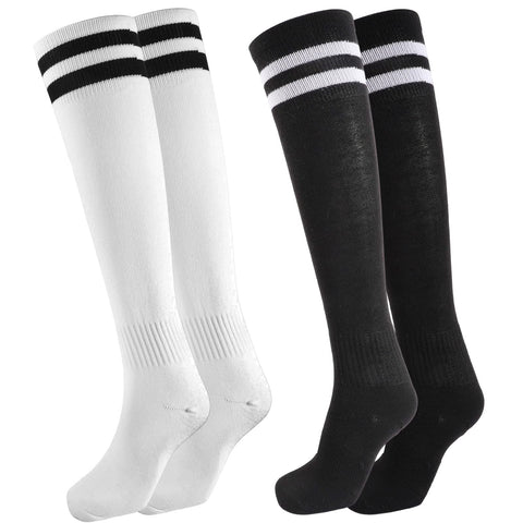 2 Pairs Kids Football Socks, Long Children's Football Socks, Comfortable Breathable Thin Sports Accessories Socks for Running, Training, Rugby, Hockey for Boys, Girls