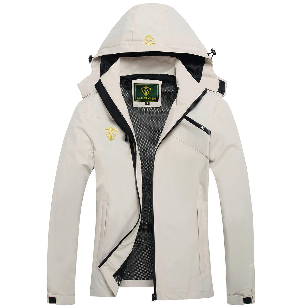 GIISAM Womens Waterproof Jacket Packable Windbreaker Light Weight Pretty Rain Coat with Detachable Hood for Running Cycling