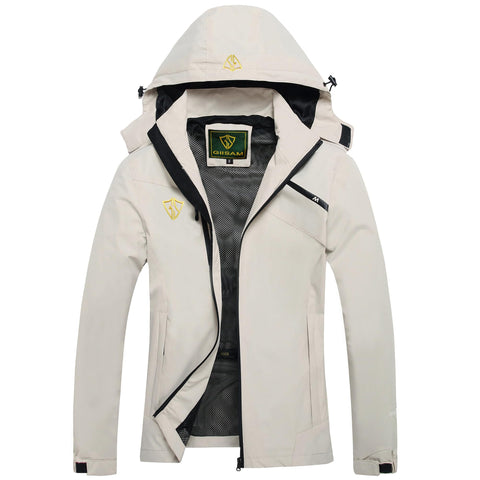 GIISAM Womens Waterproof Jacket Packable Windbreaker Light Weight Pretty Rain Coat with Detachable Hood for Running Cycling
