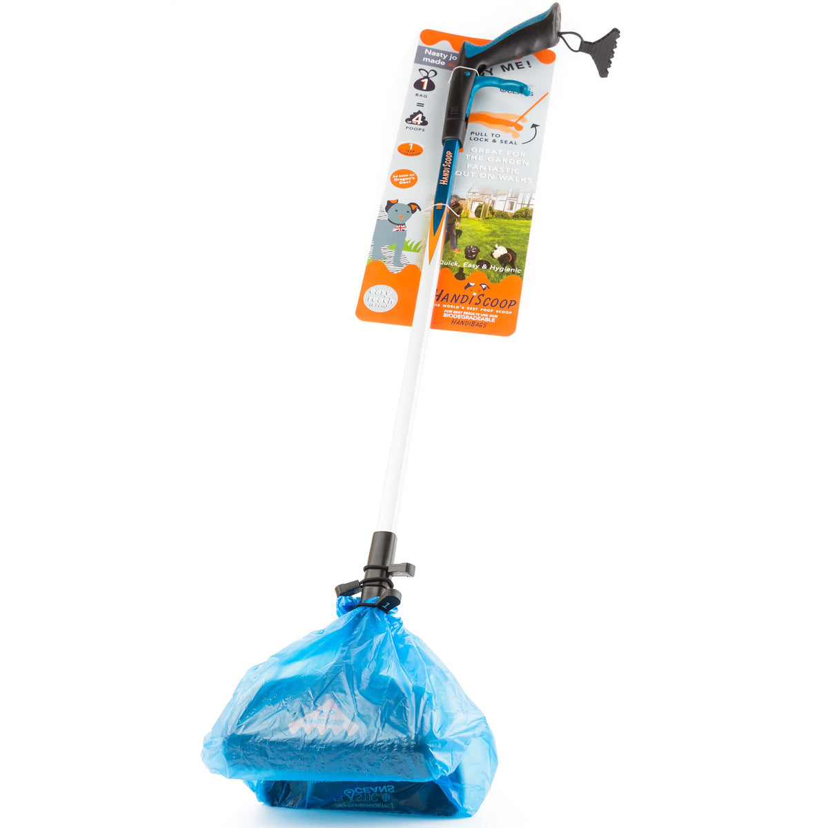 Dog Pooper Scooper with Long Handle and Easy Squeeze Trigger 85cm/33â€. Handheld Dog Poo Picker, Lightweight Animal Waste Picker for Dogs and Cats, Outdoor Garden Litter Grabber