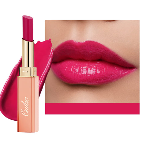 Oulac Makeup Moisture Shine Lipstick, Dark Pink, Sheer, Glossy, Long Lasting, Highly Pigmented, Creamy Formula