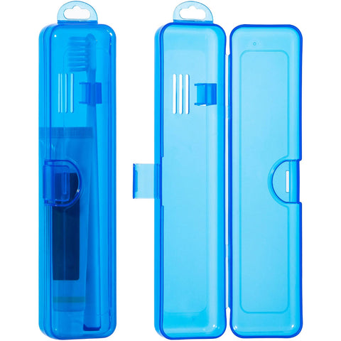 Yeeco Toothbrush Case 2 Packs, Transparent Dark Blue Toothbrush Travel Case, Plastic Toothbrush Holder Travel Size, 7.87 x 1.85 x 1.18 inches Portable Toothbrush Case for Traveling
