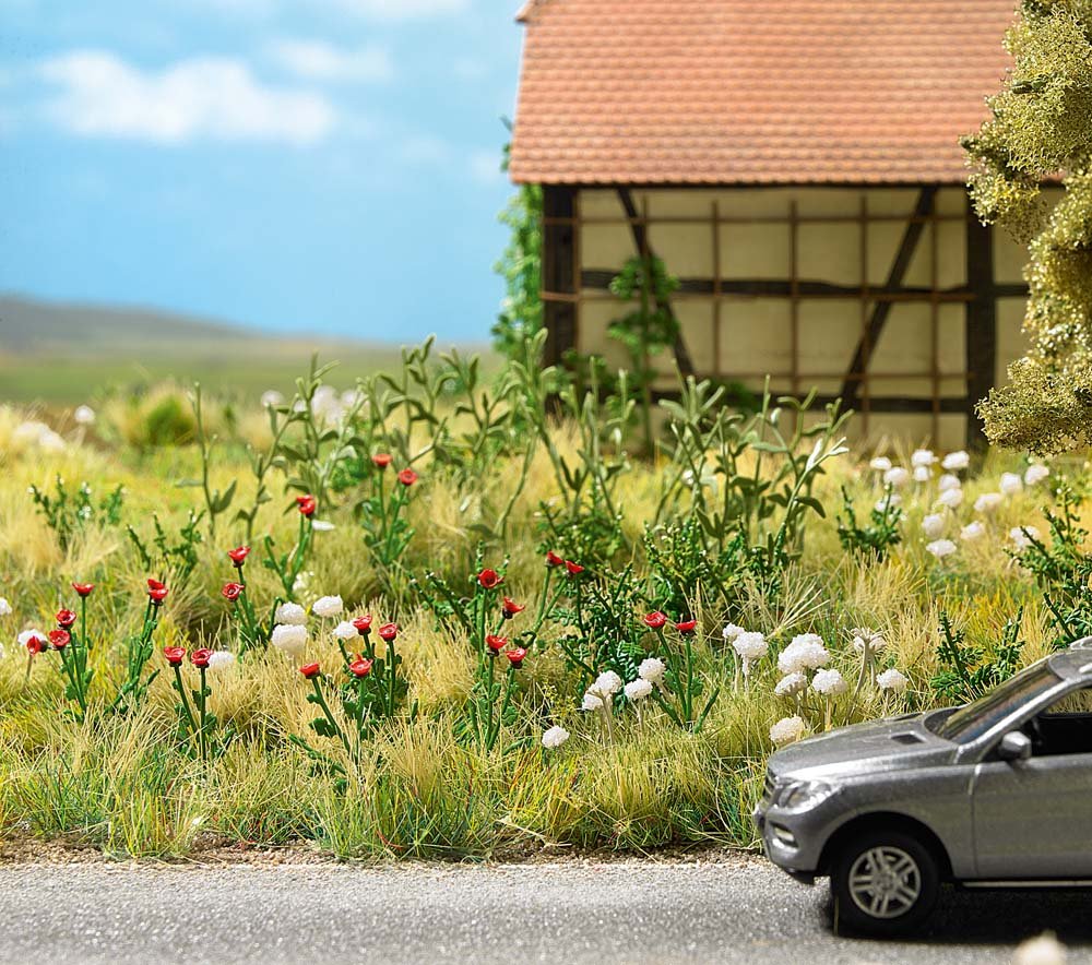 Busch 1263 Poppy and Yarrow Plants HO Scenery Scale Model Scenery