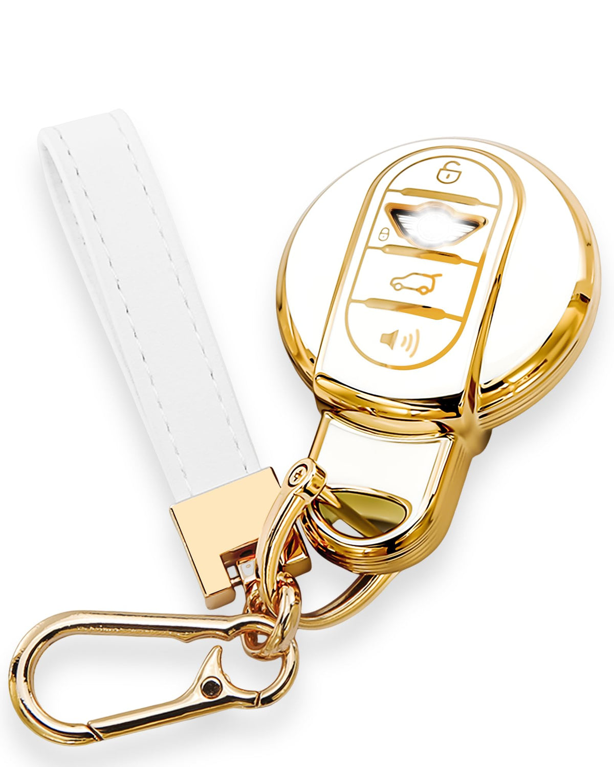 keycov Key fob Cover for Mini Cooper Accessories Keychain keyshell Ring case Compatible with Clubman Countryman F54 F55 F56 F57 F60 Protector?White?