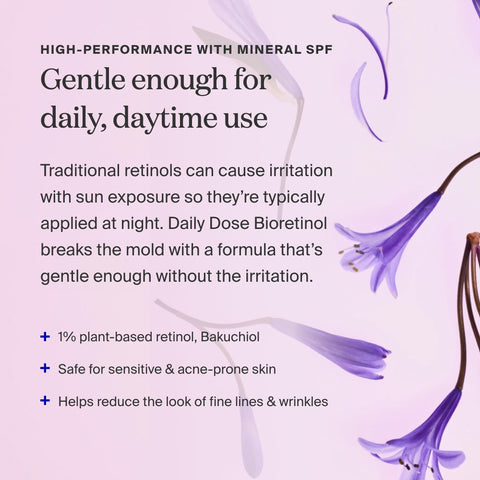 Supergoop! Daily Dose Bioretinol + Mineral SPF 40 with Bakuchiol, 1 fl oz - Plant-Based Retinol Alternative with Mineral SPF, Bakuchiol & Peptides - Helps Repair & Protect Skin - For All Skin Types