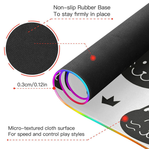 Black-White-cat Wireless Charging Mouse Pad for Mobile Phone Extra Large Gaming Mousepad with 13 Lighting Modes Computer Mat for Office Home Gaming MacBook PC Laptop Desk