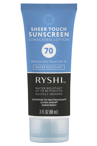 RYSHI Sheer Touch SPF 70 Sunscreen Lotion, 3 fl oz | Broad Spectrum, Water Resistant and Non-Greasy Face & Body Sunblock (Rite Aid Brand)