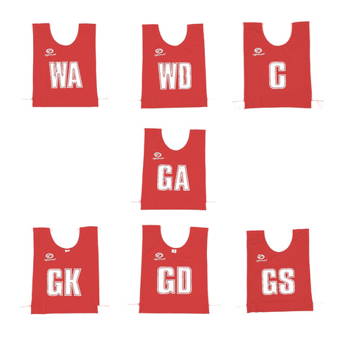 Optimum Mesh Netball Training Bibs -Perfect for Netball, Football, Rugby - Seniour Size. Pack of 7, Red