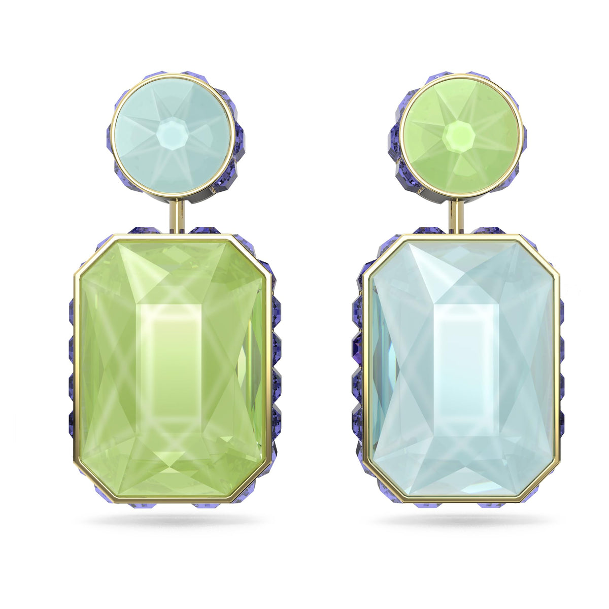 SWAROVSKI Chroma Asymmetrical Reversible Drop Earrings, Multicolored Crystals on a Gold-Tone Finish Setting, Part of the Swarovski Chroma Collection