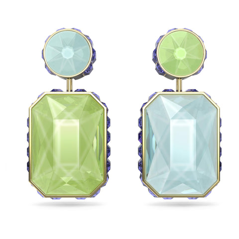 SWAROVSKI Chroma Asymmetrical Reversible Drop Earrings, Multicolored Crystals on a Gold-Tone Finish Setting, Part of the Swarovski Chroma Collection