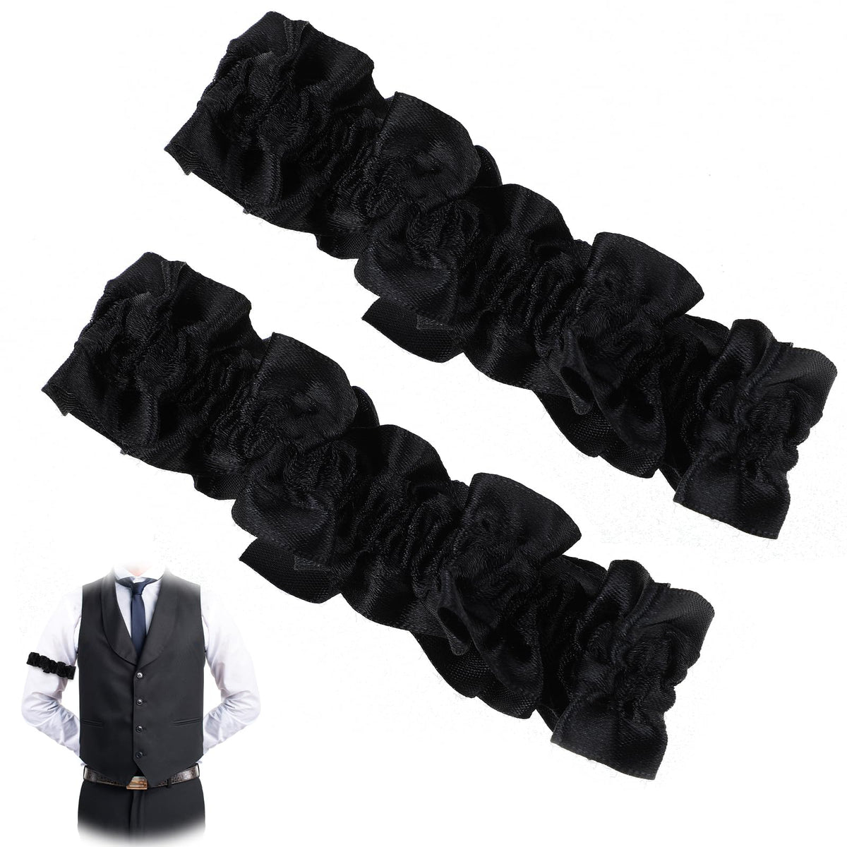 AHQiZFX 1Pair Arm Garters for Men Sleeve Garters 1920's Armband Garter Roaring Anti-Slip Shirt Sleeve Holders for Men Women Roaring Arm Garters Shirt Belt Costume Classic Casino Dealer Armband Garter
