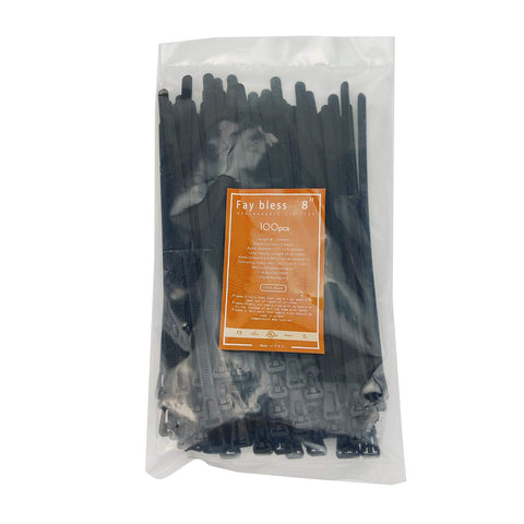 Zip Tie Reusable Heavy Duty 8 Inch Black Releasable Cable Ties 100 pcs